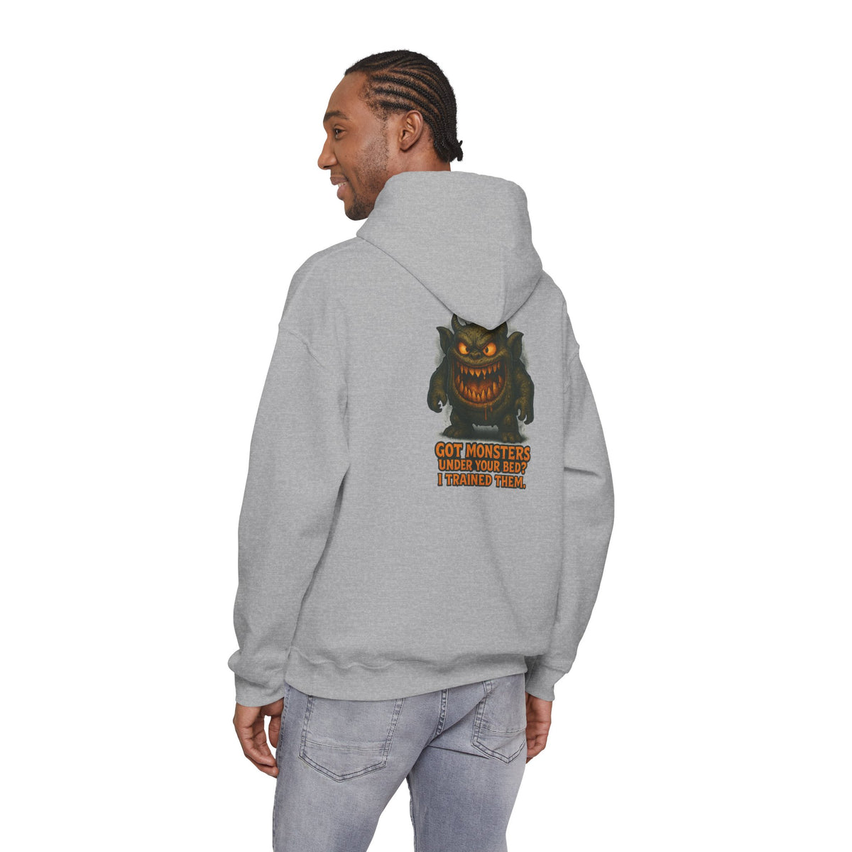 Hoodie — 'Got Monsters Under Your Bed? I Trained Them.' Scary Monster Graphic Pullover