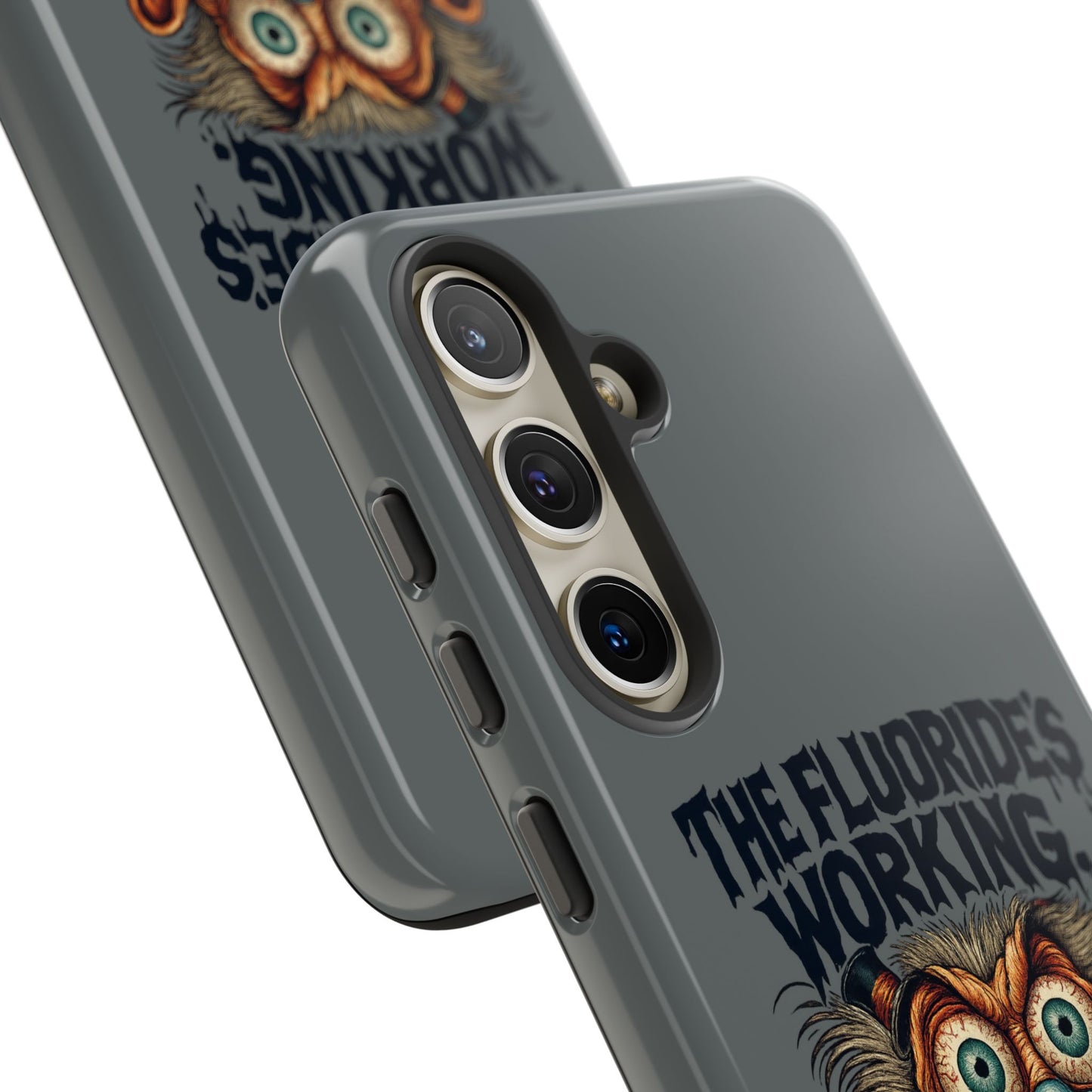 Phone Case — Retro Horror Graphic “The Fluoride’s Working” Shock Art