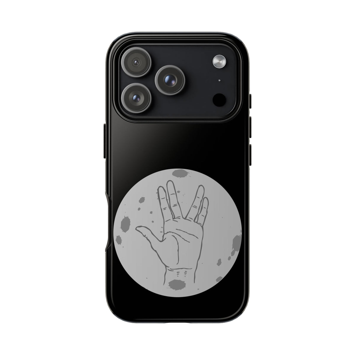 Spock Live Long Phone Case — Vulcan Salute Moon Graphic