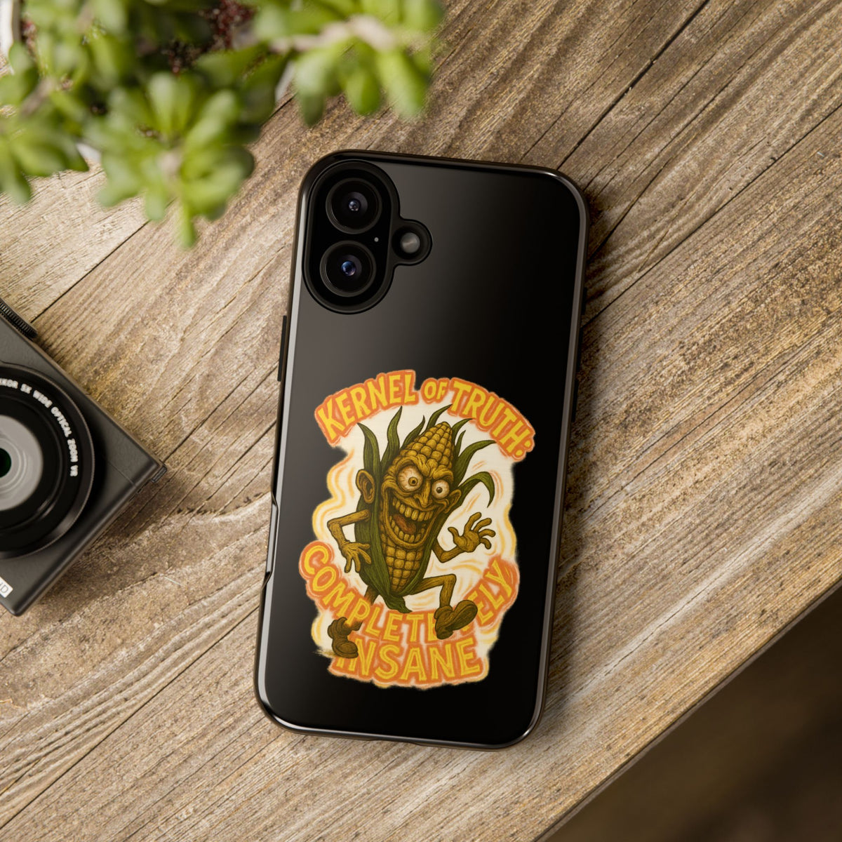 Corny Horror Phone Case - “Kernel of Truth, Completely Insane” Retro Corn Monster