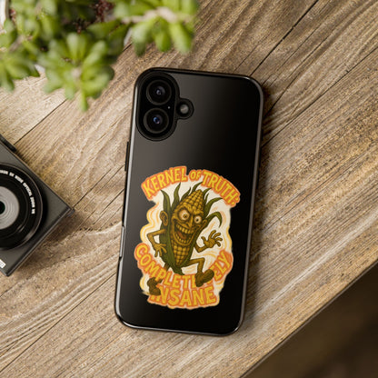 Corny Horror Phone Case - “Kernel of Truth, Completely Insane” Retro Corn Monster