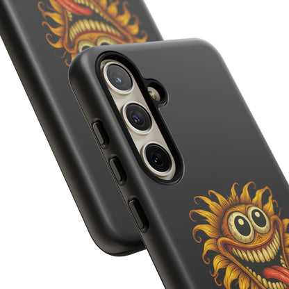 Phone Case - Smiling Sunflower Design with "Photosynthesizing the Universe One Breakdown at a Time"