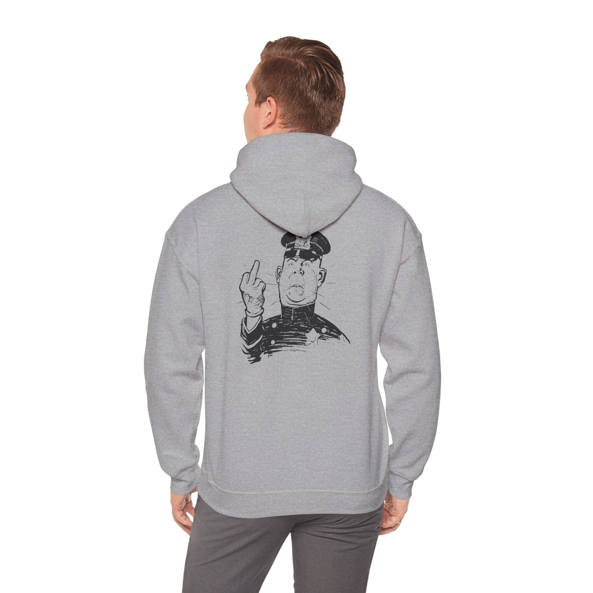 Hoodie — Sketch Cop Graphic Back Print Hooded Sweatshirt (Middle Finger Design)
