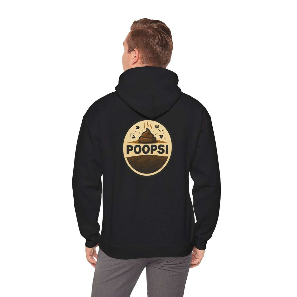 Funny 'POOPSI' Logo Hoodie — Retro Poop Emoji Graphic Pullover