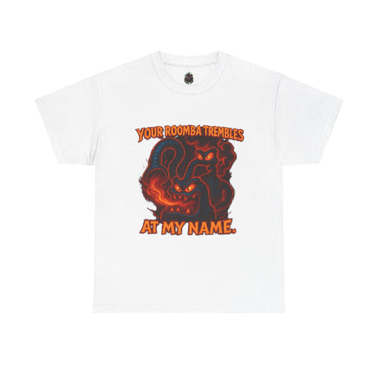 Your Roomba Trembles At My Name T-Shirt | Demon Cat Illustration