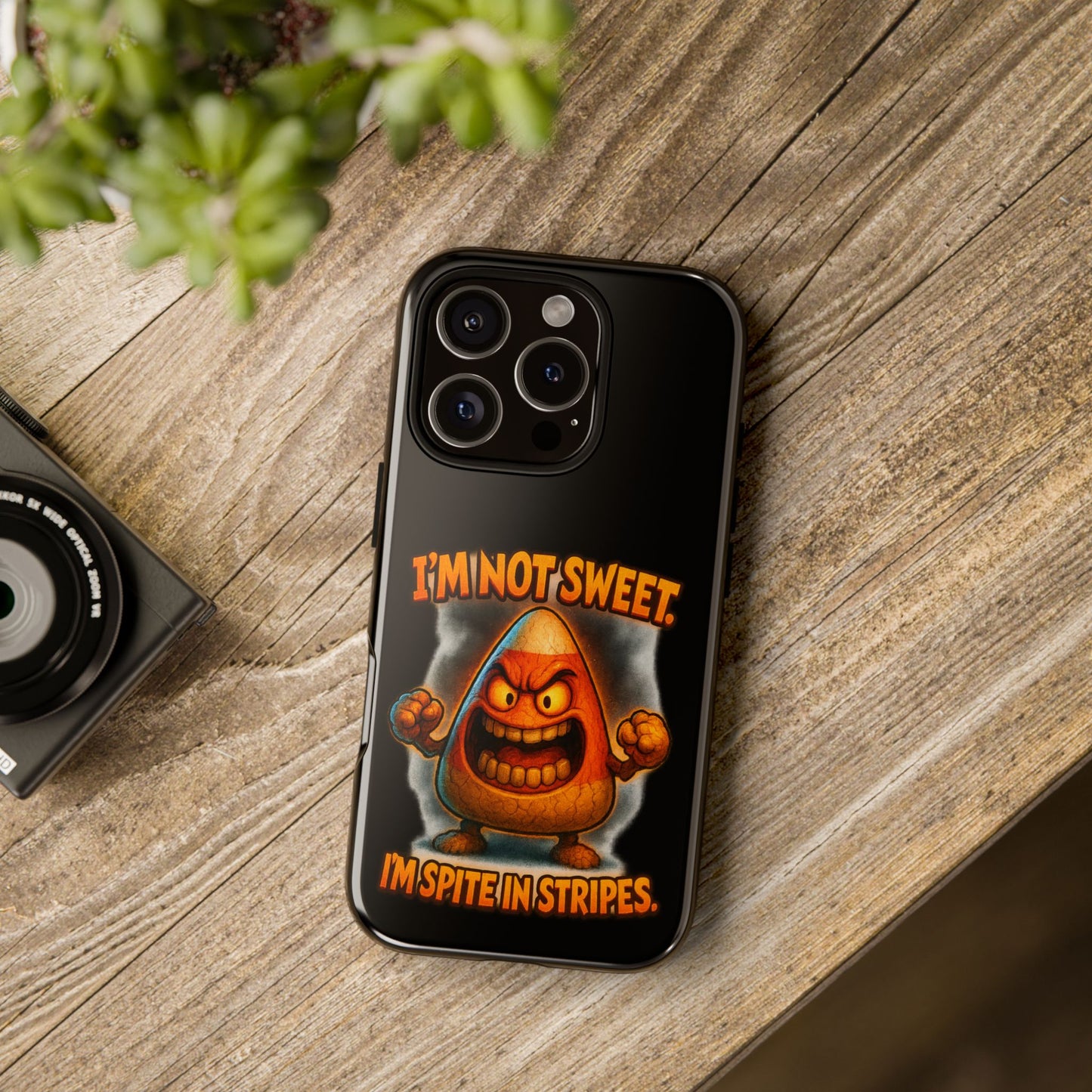 Phone Case — "I'm Not Sweet, I'm Spite in Stripes" Candy Monster Design