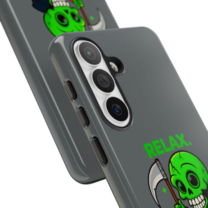 Phone Case — 'Relax. I Only Reap on Weekdays.' Cute Green Grim Reaper Protective Cover