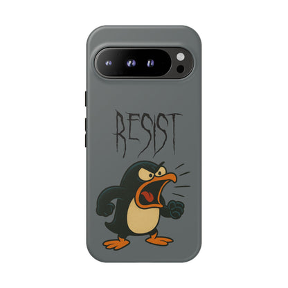 Resist Angry Penguin Phone Case — Protective iPhone Case with Bold Cartoon Design