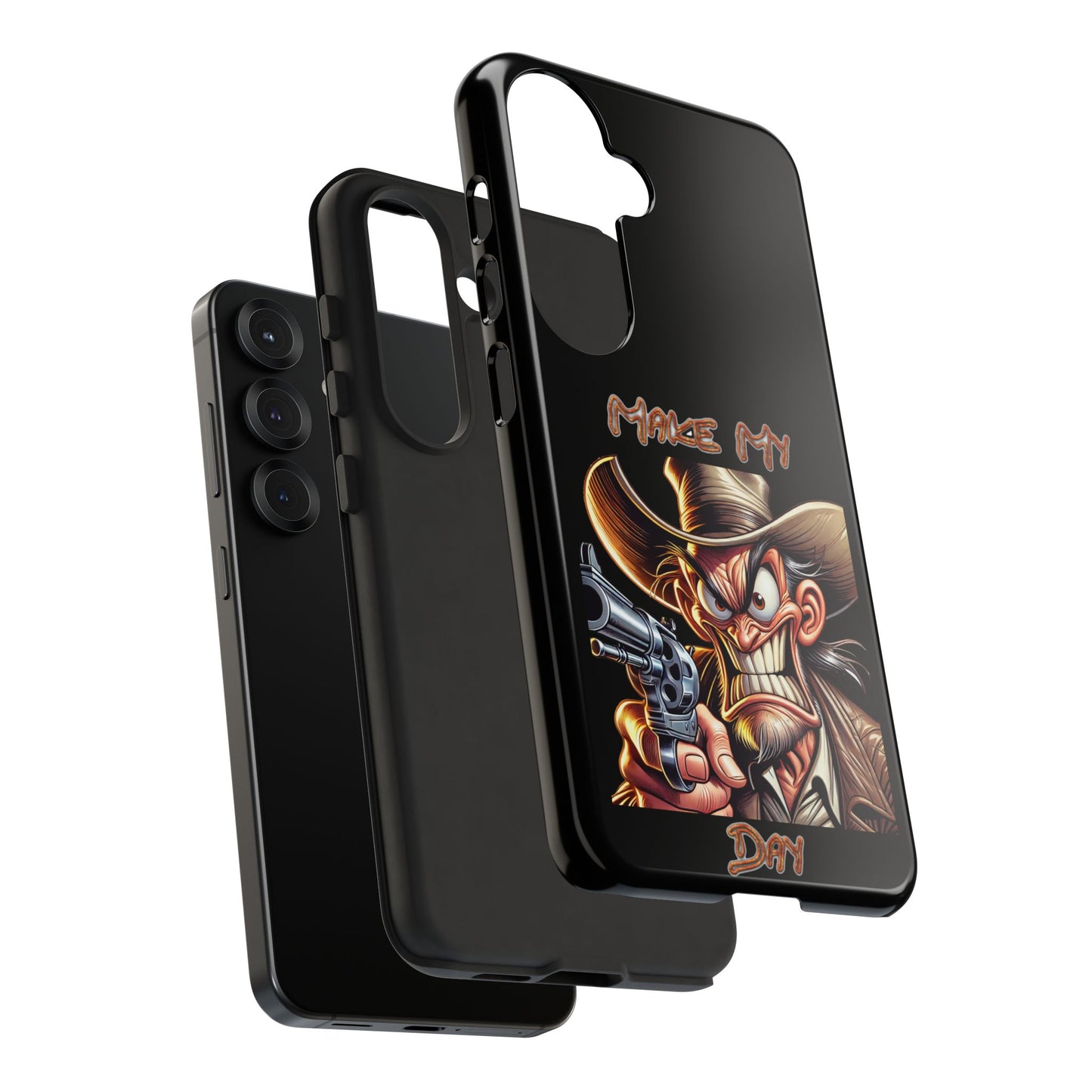 Phone Case - 'Make My Day' Cowboy Revolver Graphic Protective Case