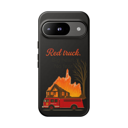 Phone Case — 'Red truck' Fire Truck Design, Vintage Firefighter Gift
