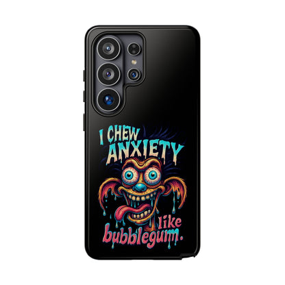 Phone Case — "I Chew Anxiety Like Bubblegum" Retro Monster Design