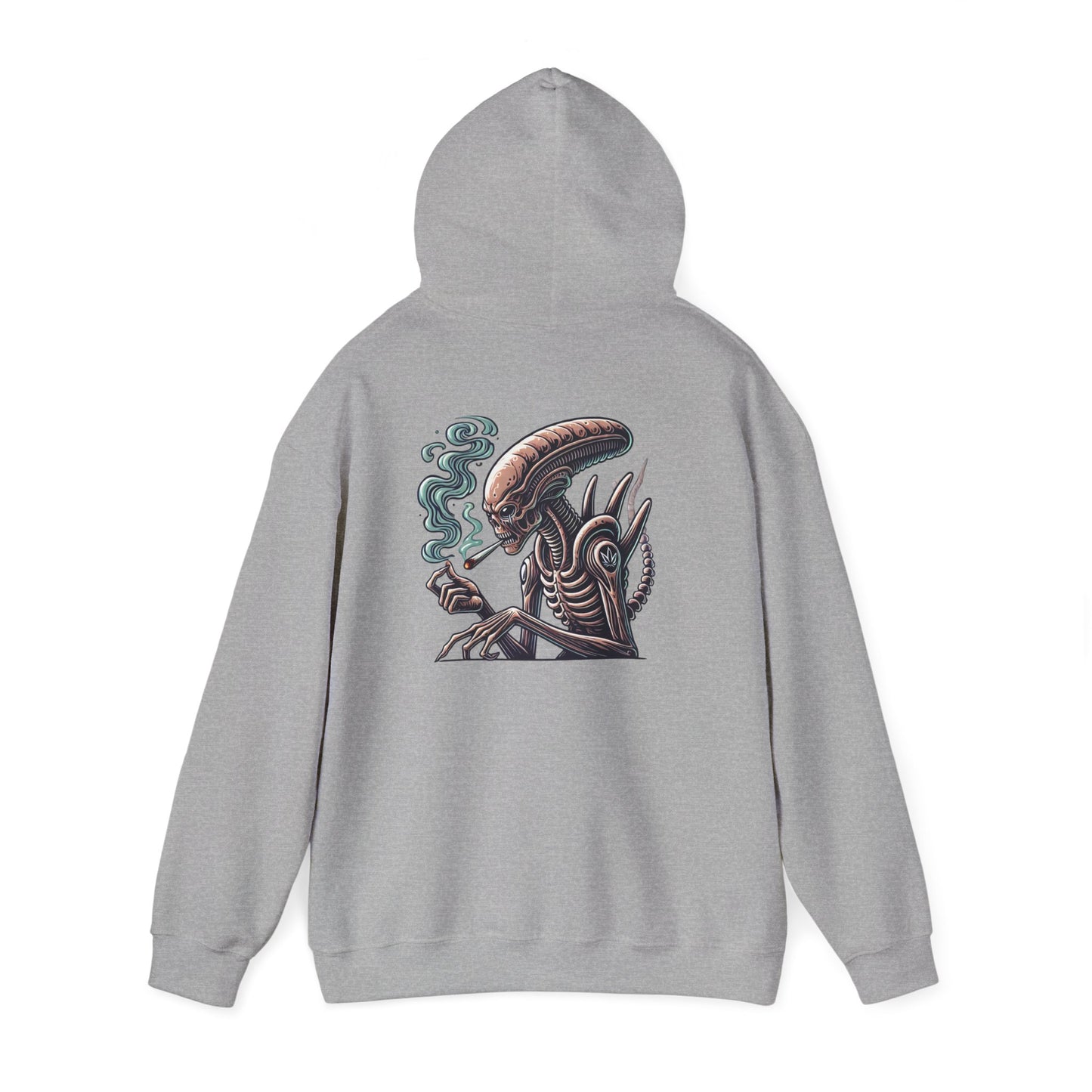 Alien Smoking Graphic Hoodie — Sci‑Fi Xenomorph Streetwear Pullover