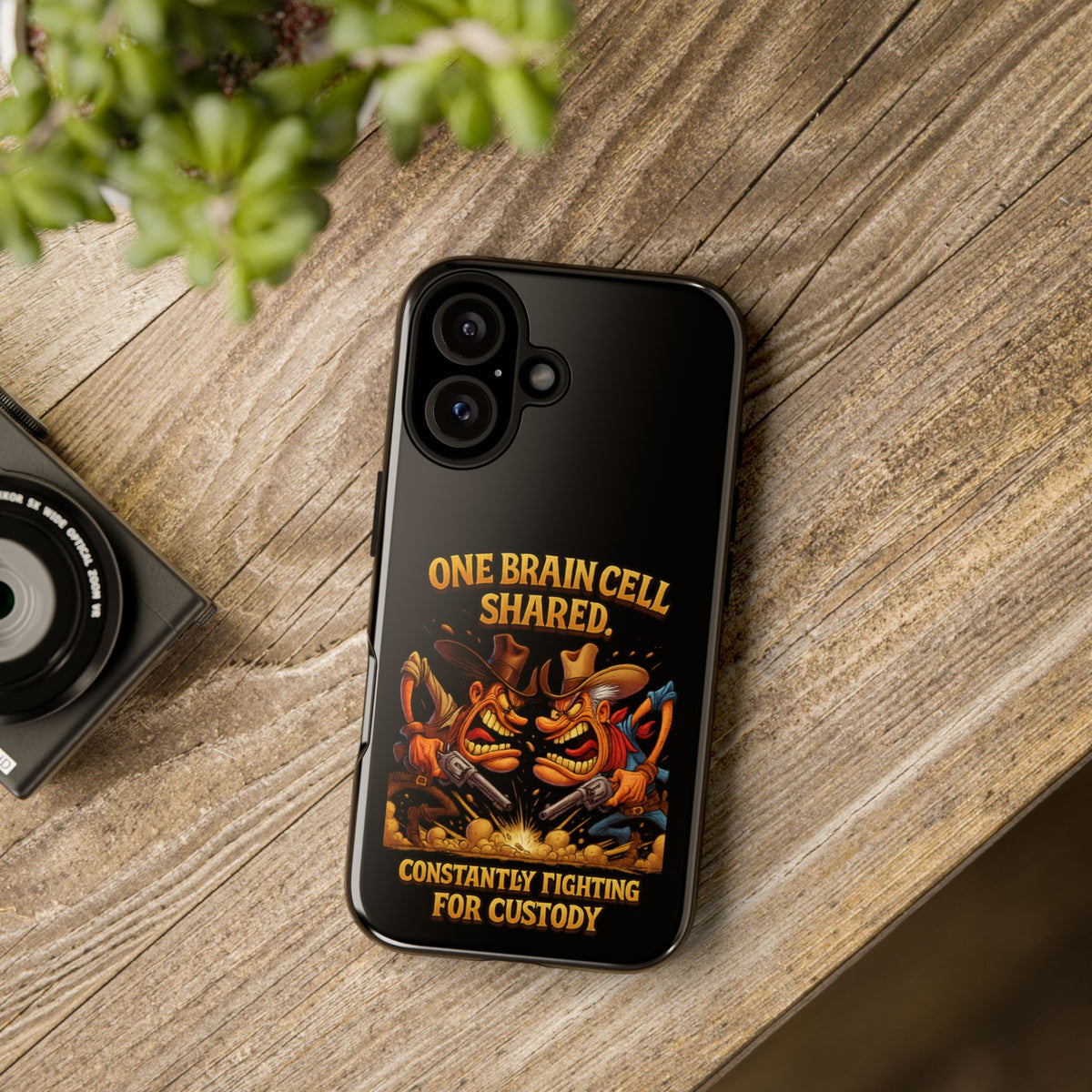 Phone Case — 'One Braincell Shared, Constantly Fighting for Custody' Funny Rivalry Cartoon