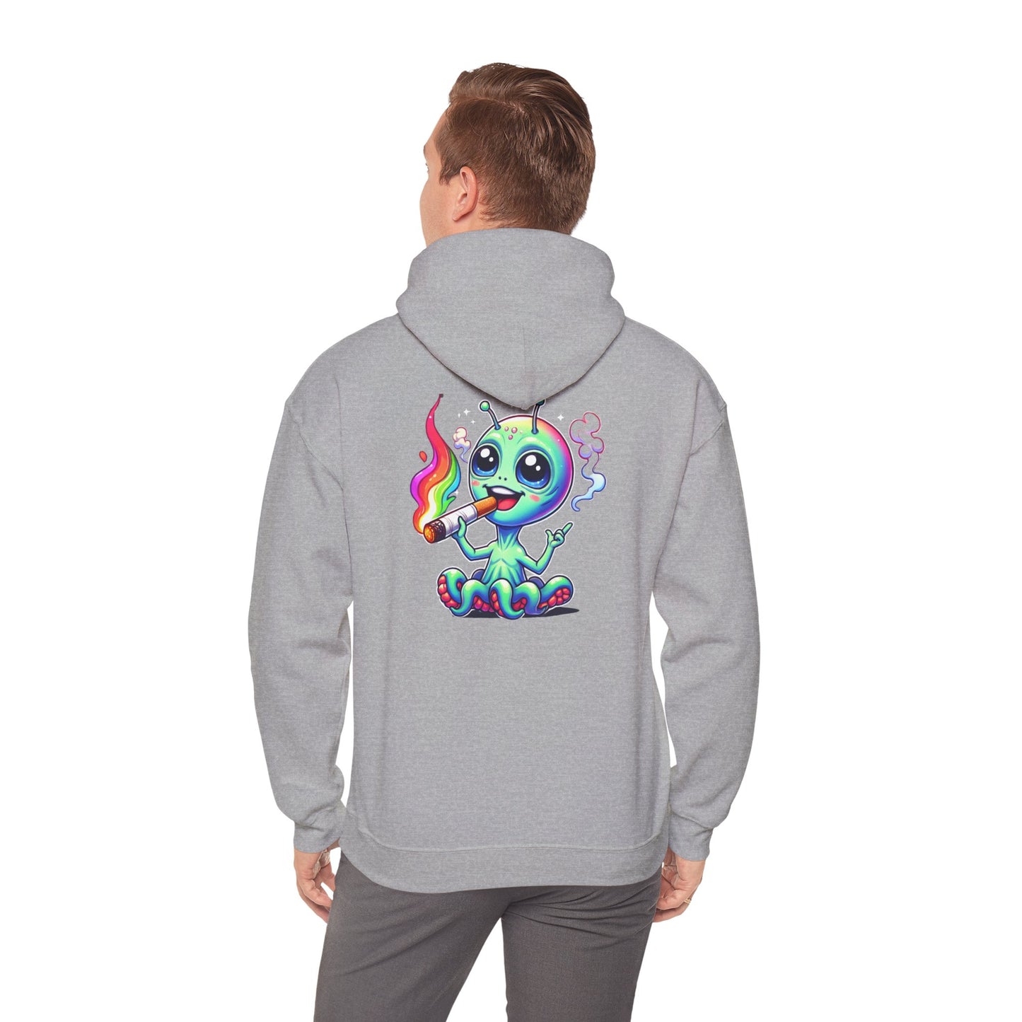 Alien Octopus Hoodie — Cute Rainbow-Smoking Space Creature Sweatshirt