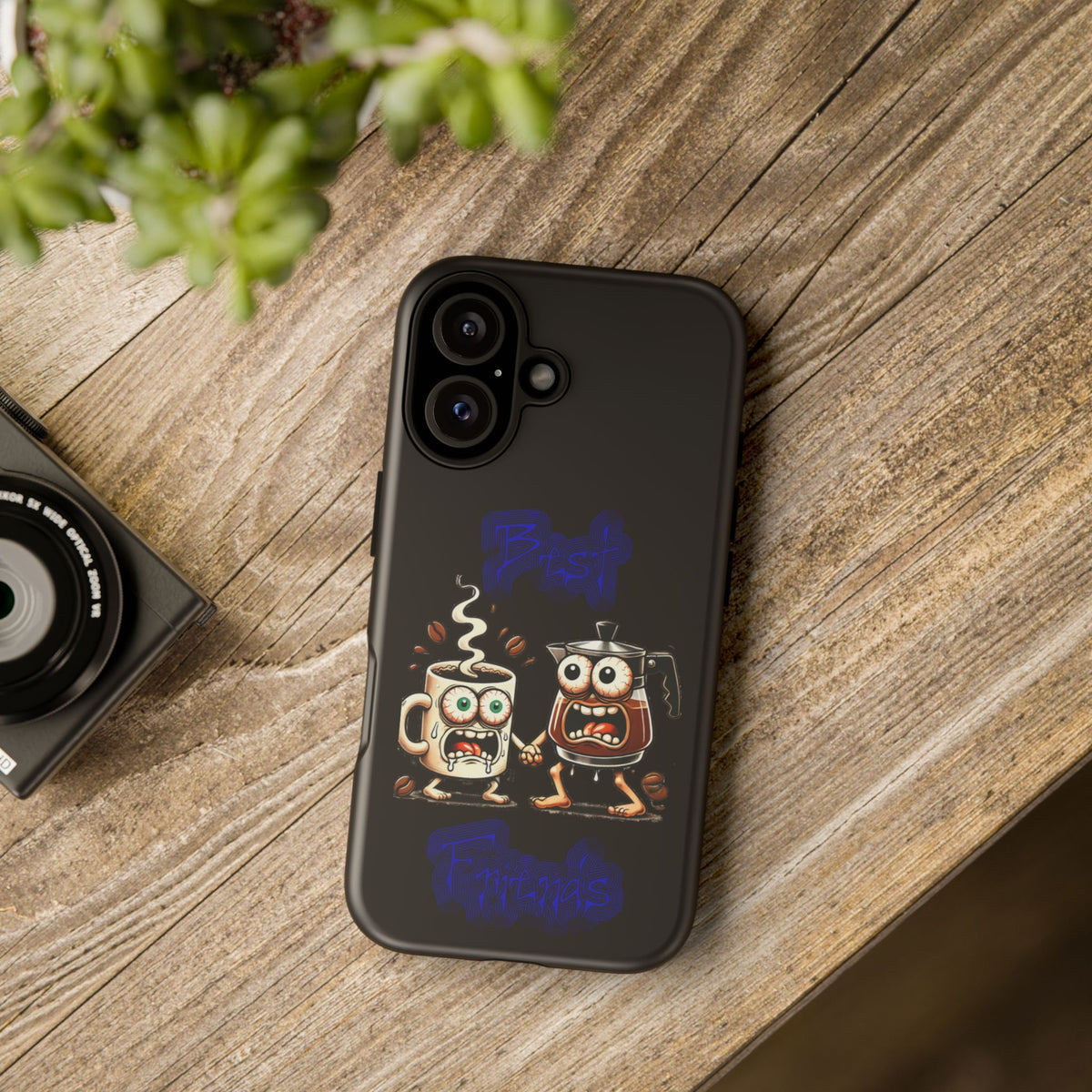 Coffee & Tea Fight Phone Case — Funny Kawaii Beverage Cartoon Tough Cases