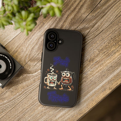 Coffee & Tea Fight Phone Case — Funny Kawaii Beverage Cartoon Tough Cases