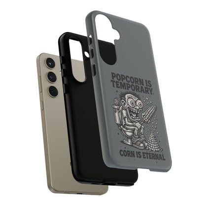Phone Case — "Popcorn Is Temporary, Corn Is Eternal" Retro Zombie Corn Design