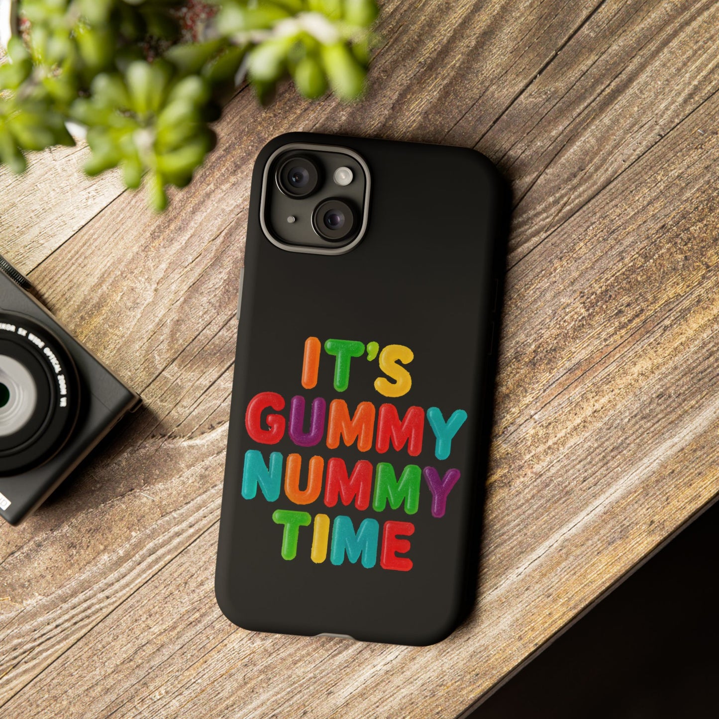 Phone Case — "It's Gummy Nummy Time" Colorful Candy Lettering Protective Case