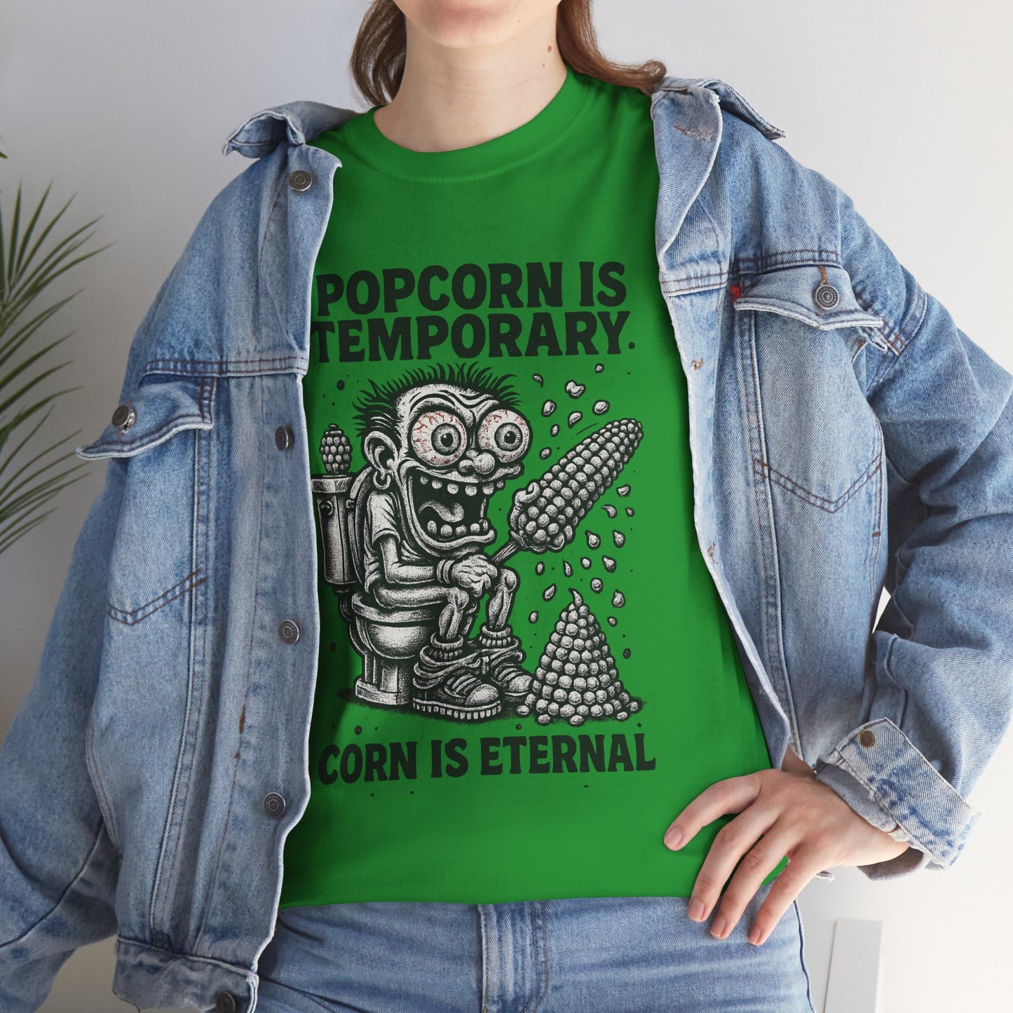 Popcorn Is Temporary Corn Is Eternal T-Shirt | Retro Skull Corn Design