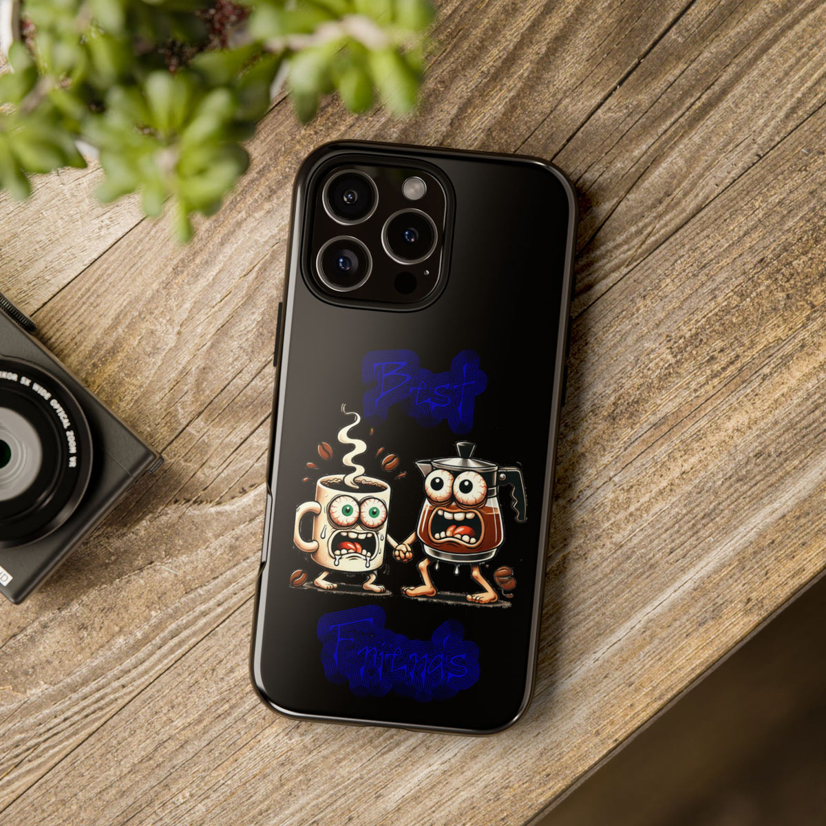 Coffee & Tea Fight Phone Case — Funny Kawaii Beverage Cartoon Tough Cases