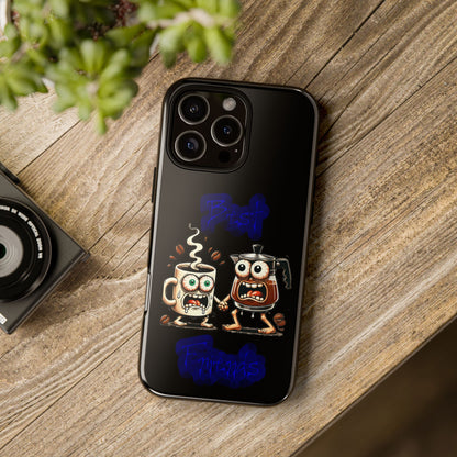 Coffee & Tea Fight Phone Case — Funny Kawaii Beverage Cartoon Tough Cases