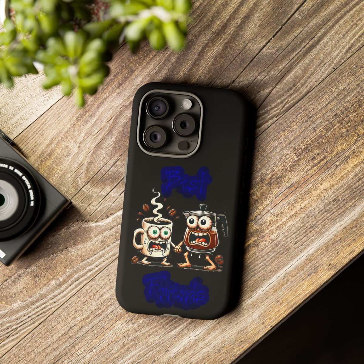 Coffee & Tea Fight Phone Case — Funny Kawaii Beverage Cartoon Tough Cases