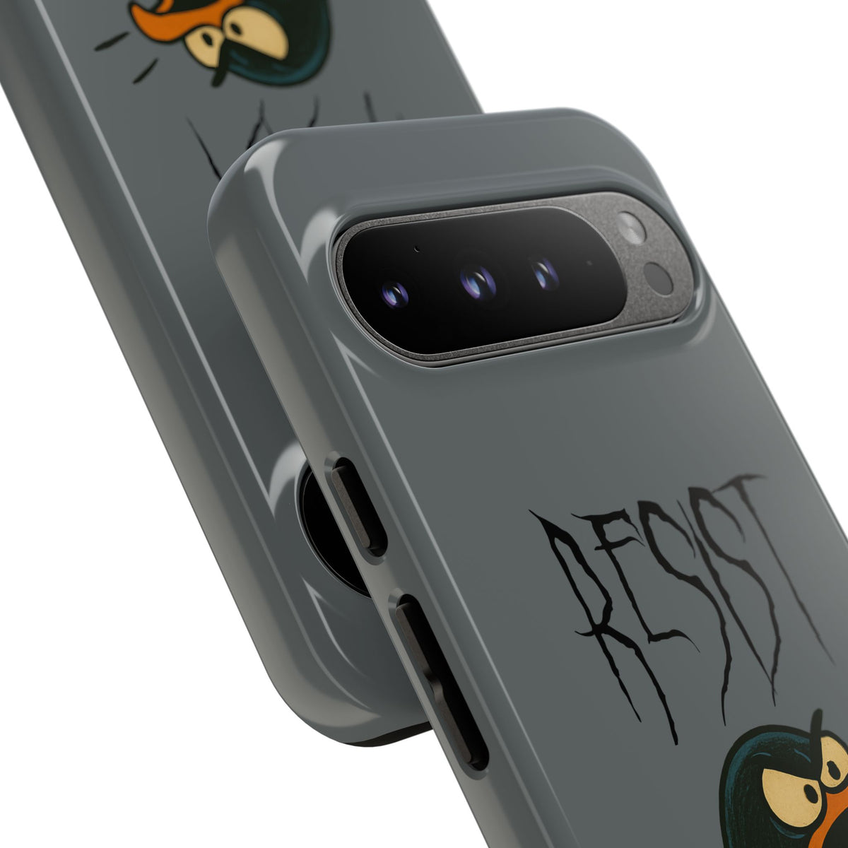 Resist Angry Penguin Phone Case — Protective iPhone Case with Bold Cartoon Design