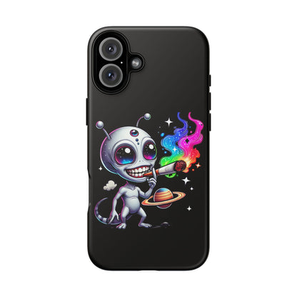 Alien Smoking Rainbow Galaxy Phone Case — Cute Cosmic Art Tough Case