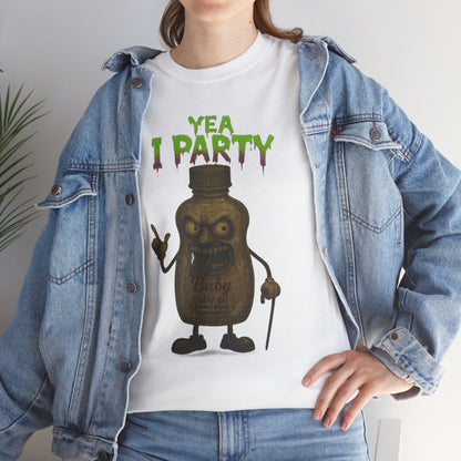Yea I Party – Deranged Baby Oil Horror Cartoon T-Shirt