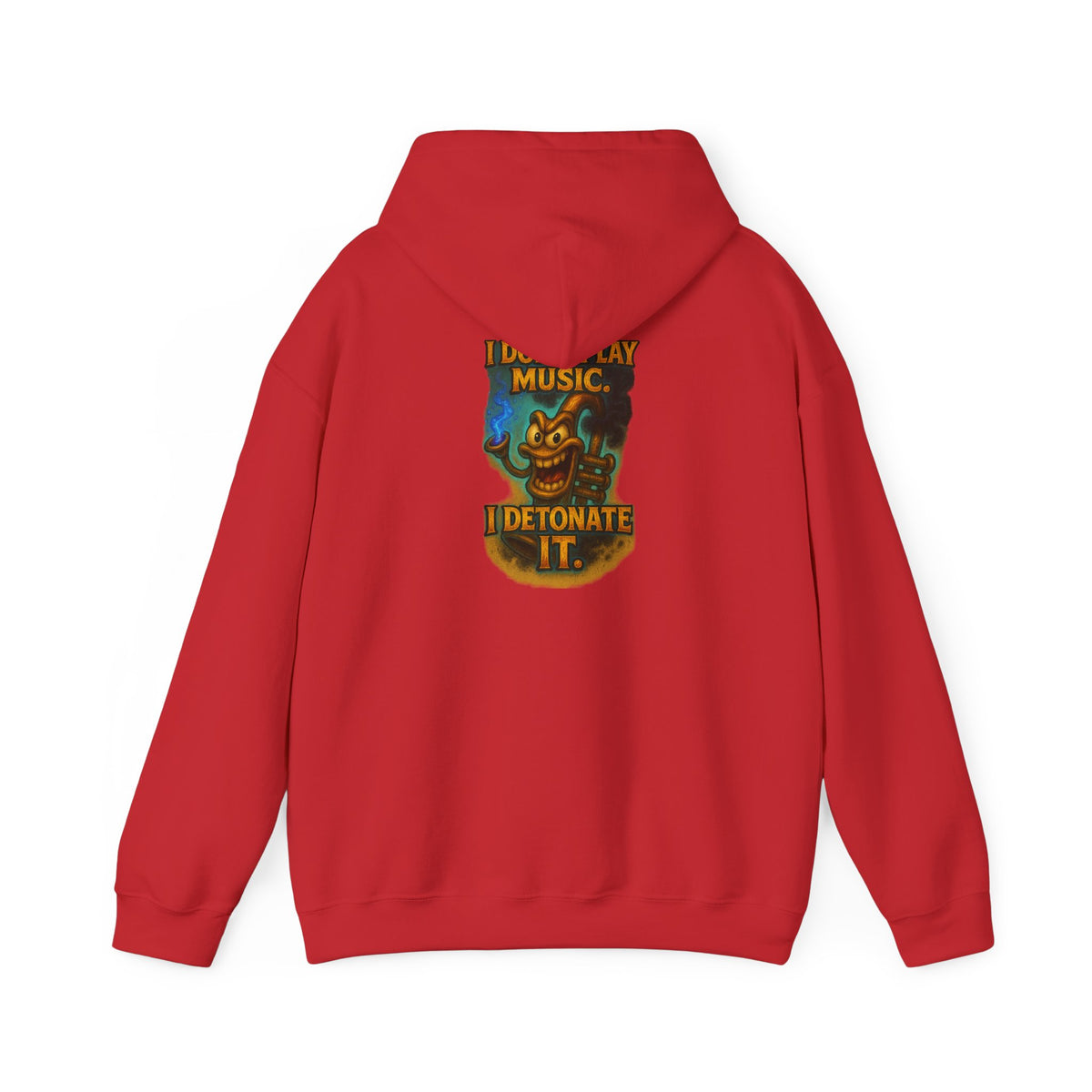 Detonate the Music Hoodie — Retro Guitar Skull Rock Band Pullover