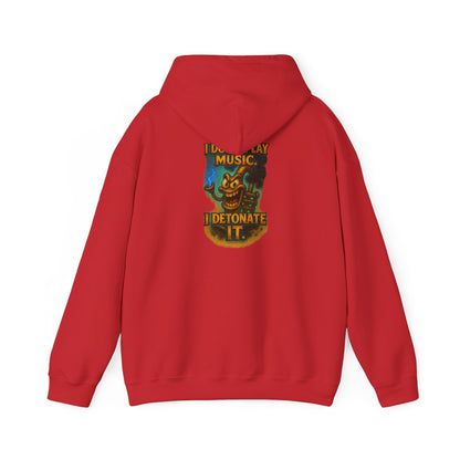 Detonate the Music Hoodie — Retro Guitar Skull Rock Band Pullover