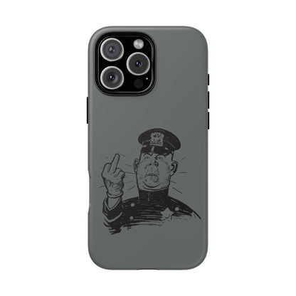 Vintage Cop Middle Finger Phone Case — Edgy Retro iPhone Protective Cover