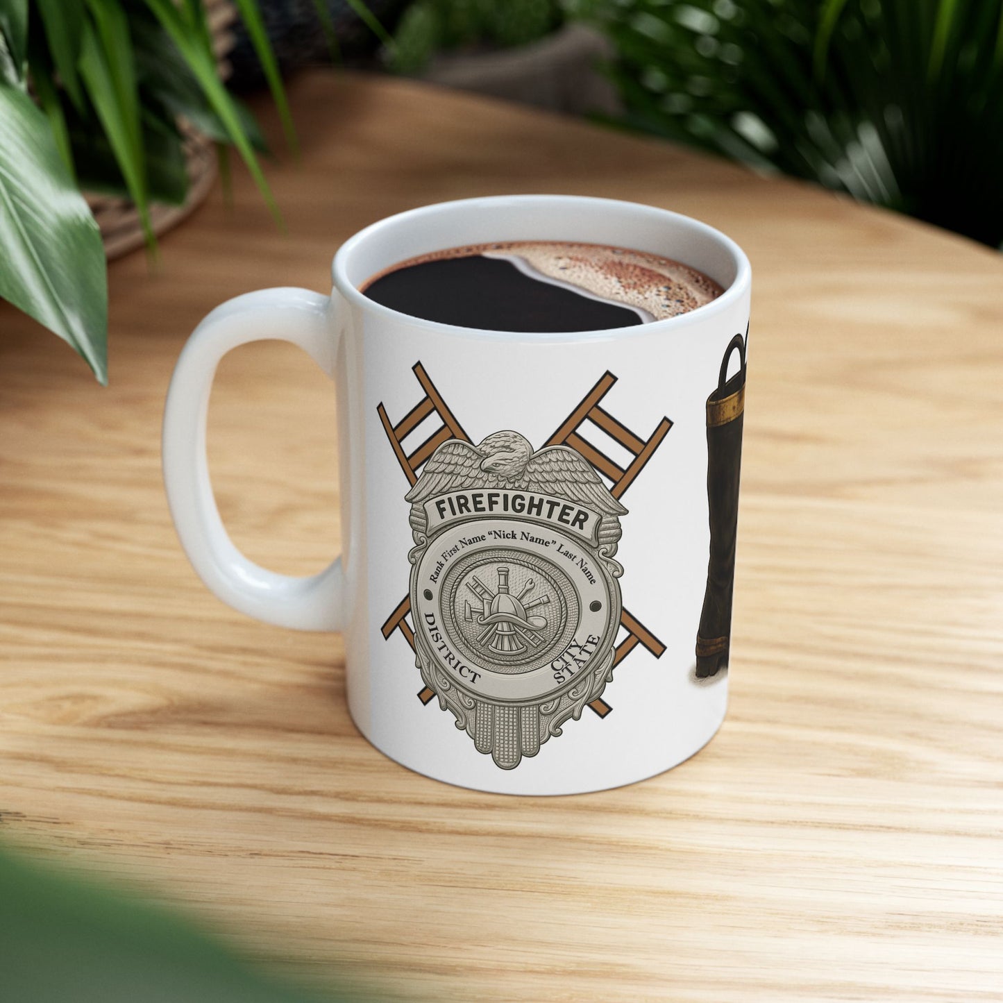 Courage Under Fire – Strength in the Smoke Firefighter Mug