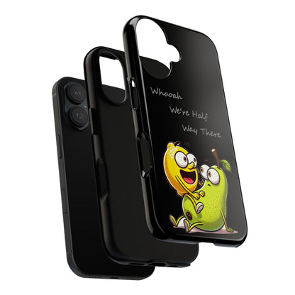 Phone Case - Playful Pear & Lemon Illustration with “Whooah We're Half Way There”