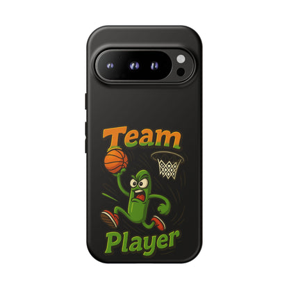 Team Player Basketball Phone Case — Cute Cartoon Pickle Dunk Phone Cover