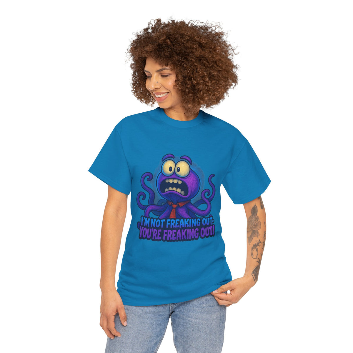 Panicked Octopus I'm Not Freaking Out Tee | Funny Creature Shirt
