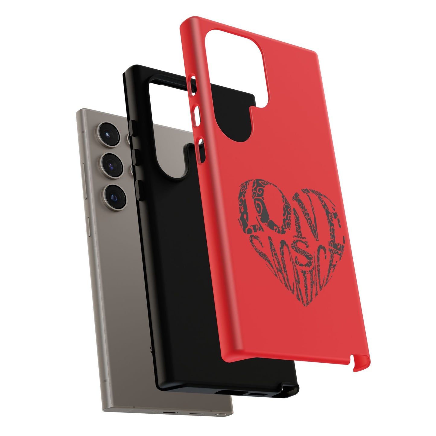 Red 'Love Justice' Heart Phone Case — Protective iPhone Cover, Valentine’s Gift