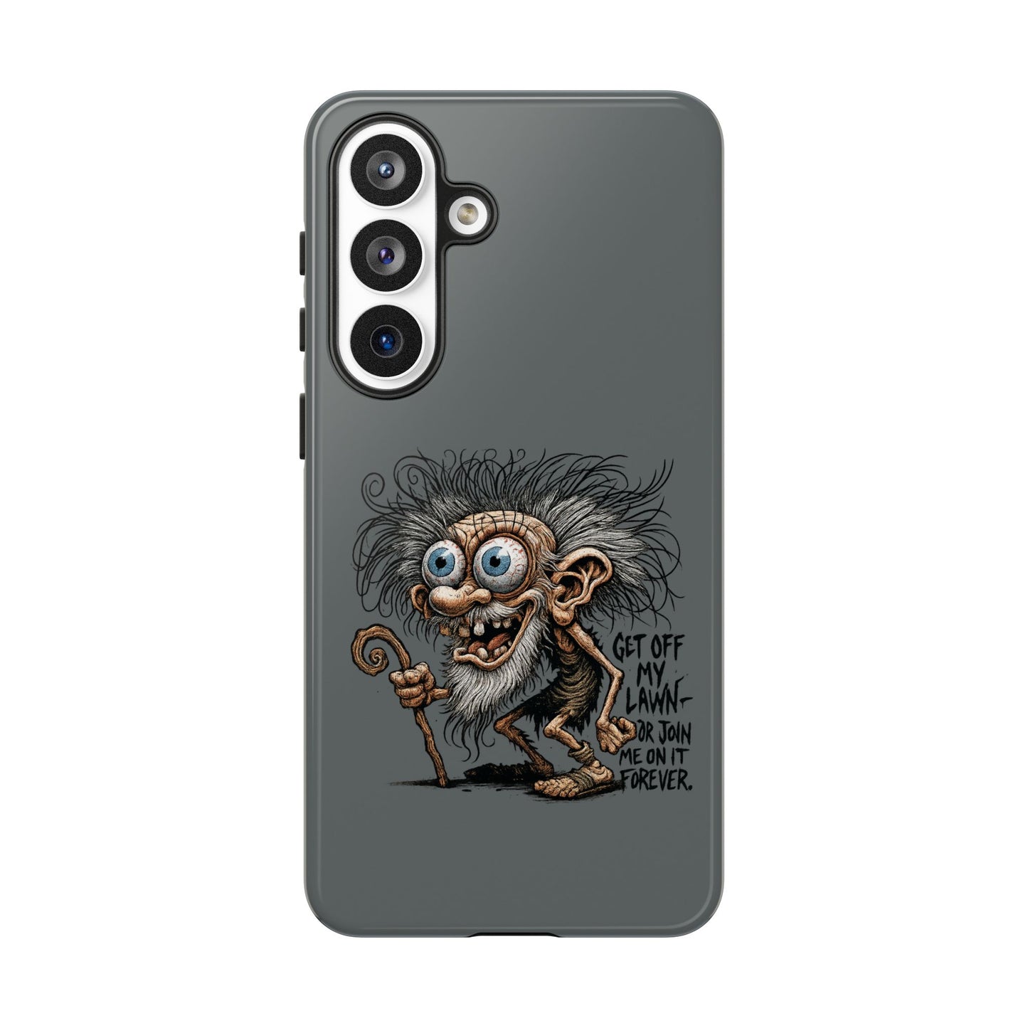 Phone Case — Funny Grumpy Troll Design: “Get Off My Lawn” Protective Cover