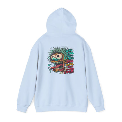Skater Monster Graphic Hoodie — “Yawn Once, Yawn Twice, Never Appear” Retro Skate Pullover
