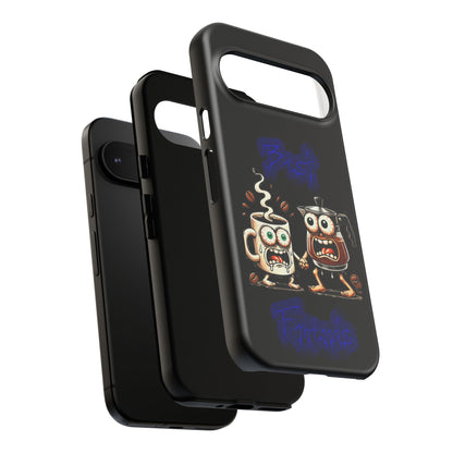 Coffee & Tea Fight Phone Case — Funny Kawaii Beverage Cartoon Tough Cases