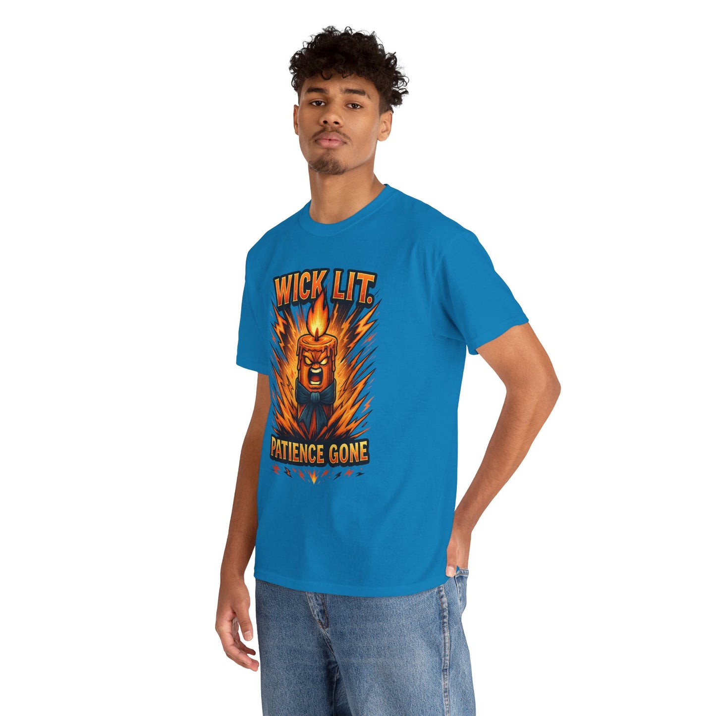 Wick Lit Candle Head, T-Shirt | Patience Gone, Flaming Candle Graphic