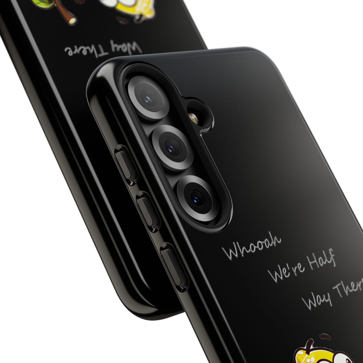Phone Case - Playful Pear & Lemon Illustration with “Whooah We're Half Way There”