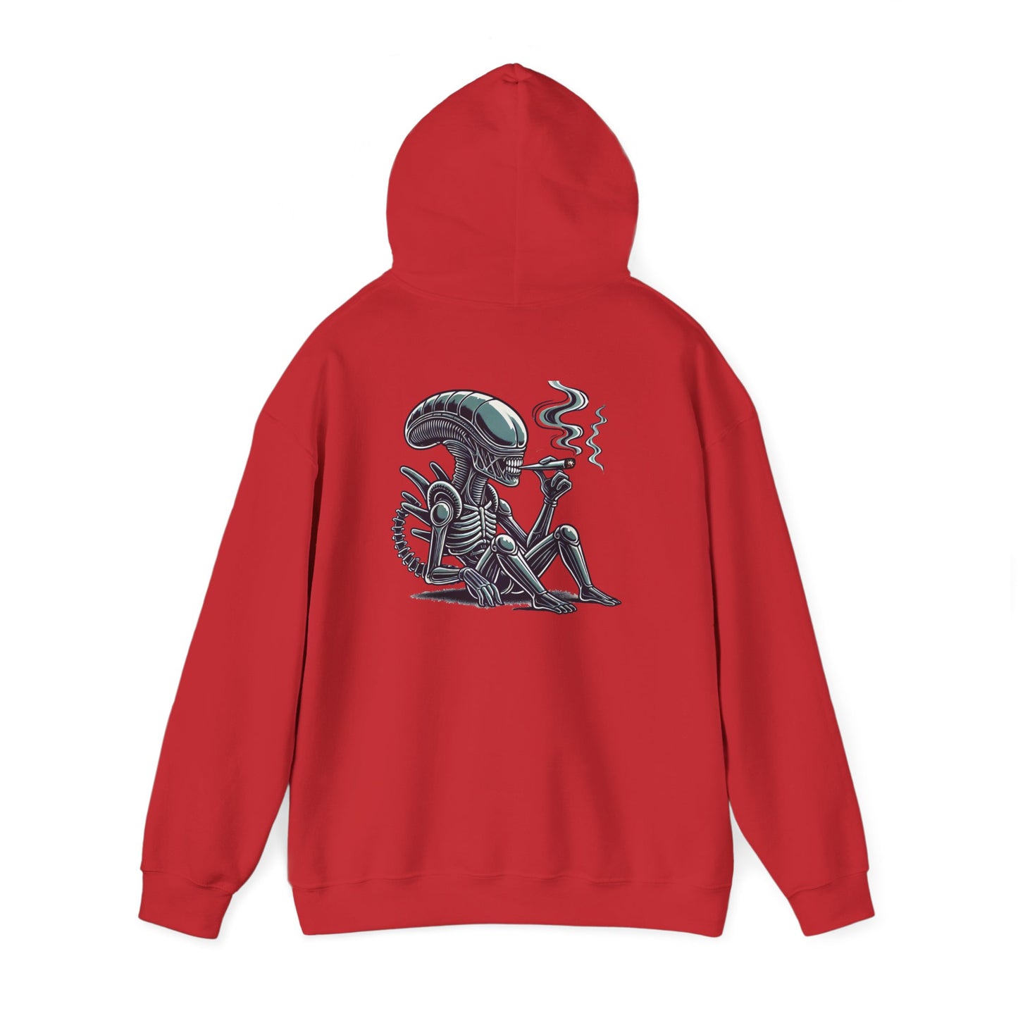 Alien Chill Hoodie – Retro Smoking Xenomorph Graphic Pullover