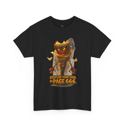 Stapled Your Soul to Page 666 T-Shirt | Demon Book Horror Tee