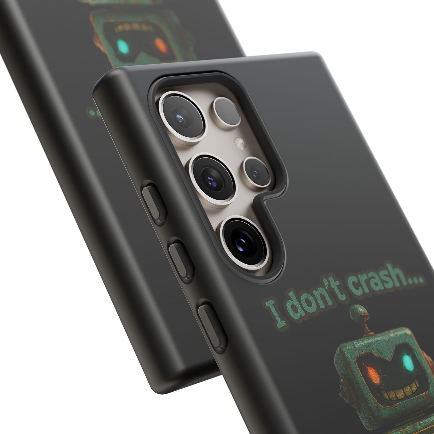 Phone Case — "I Don't Crash... I Recalibrate" Retro Robot Protective Cover