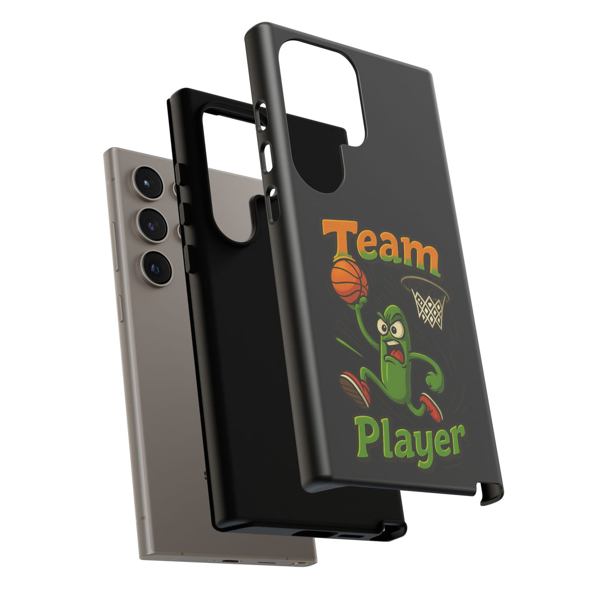 Team Player Basketball Phone Case — Cute Cartoon Pickle Dunk Phone Cover