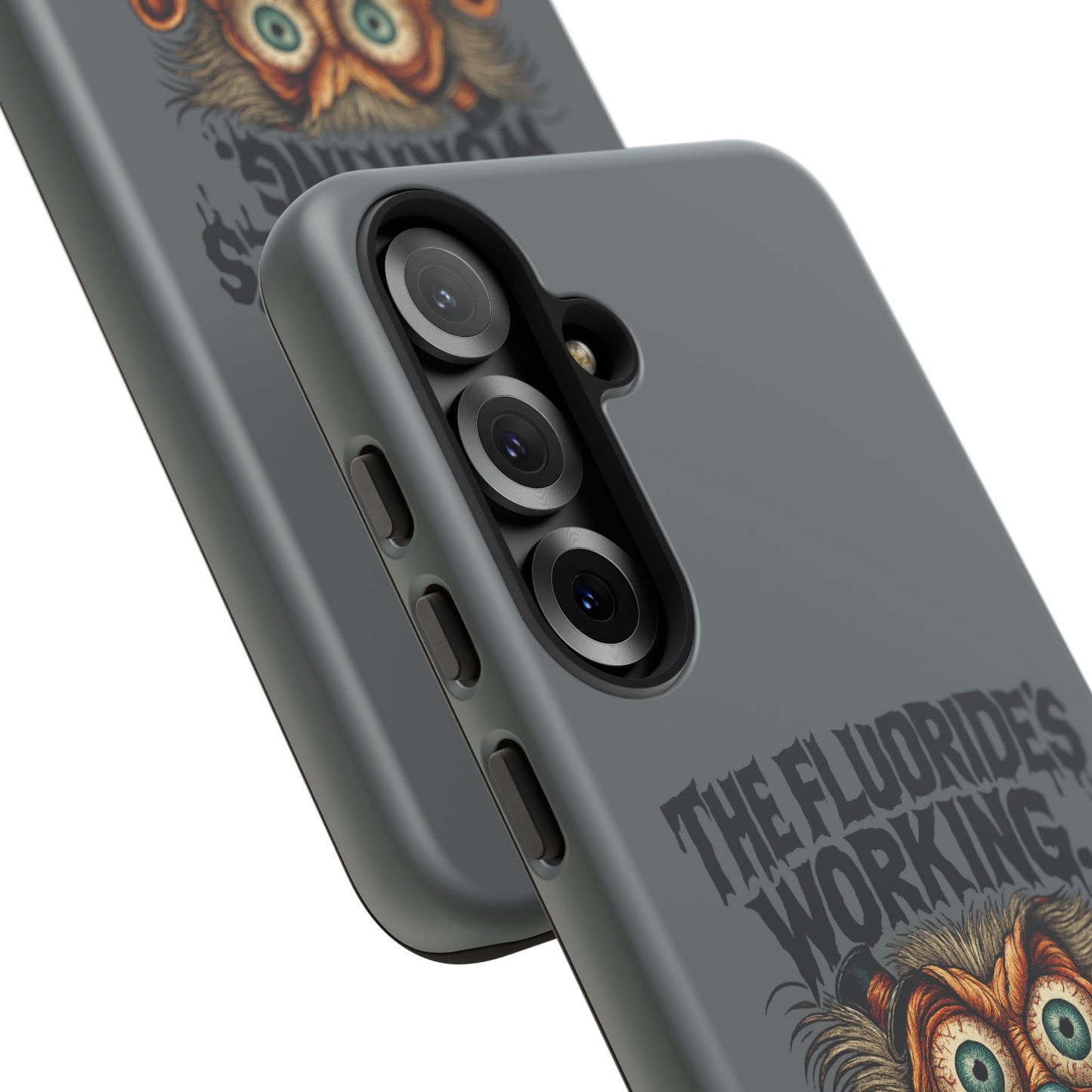 Phone Case — Retro Horror Graphic “The Fluoride’s Working” Shock Art