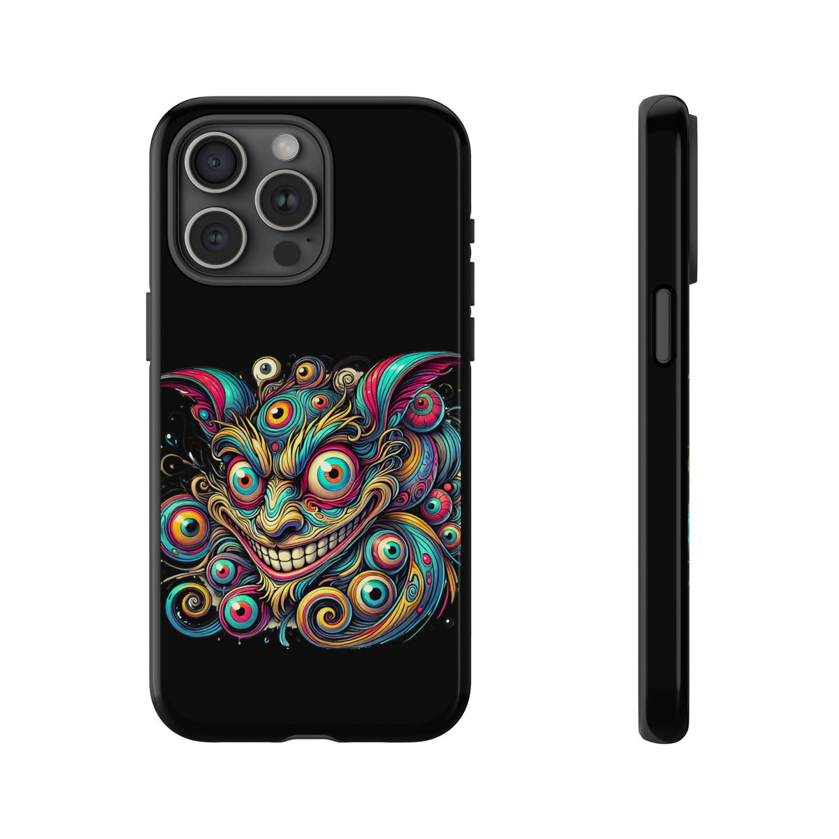Psychedelic Mischief Phone Case — Colorful Grinning Monster Design