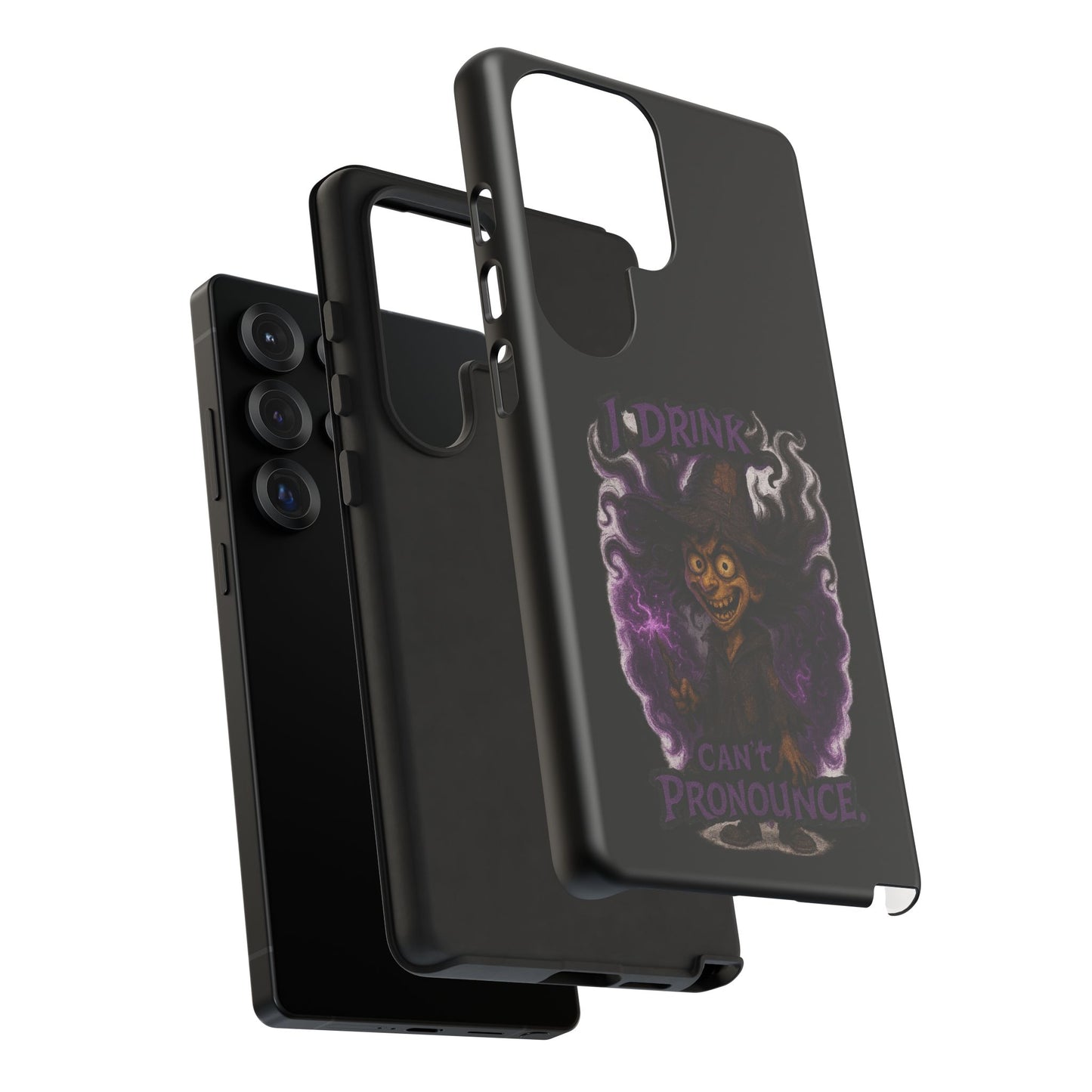 Phone Case — Witch Illustration "I Drink, Can't Pronounce" Protective Cover