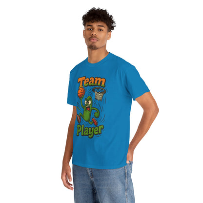 Team Player Basketball T-Shirt — Funny Pickle Mascot Sports Tee